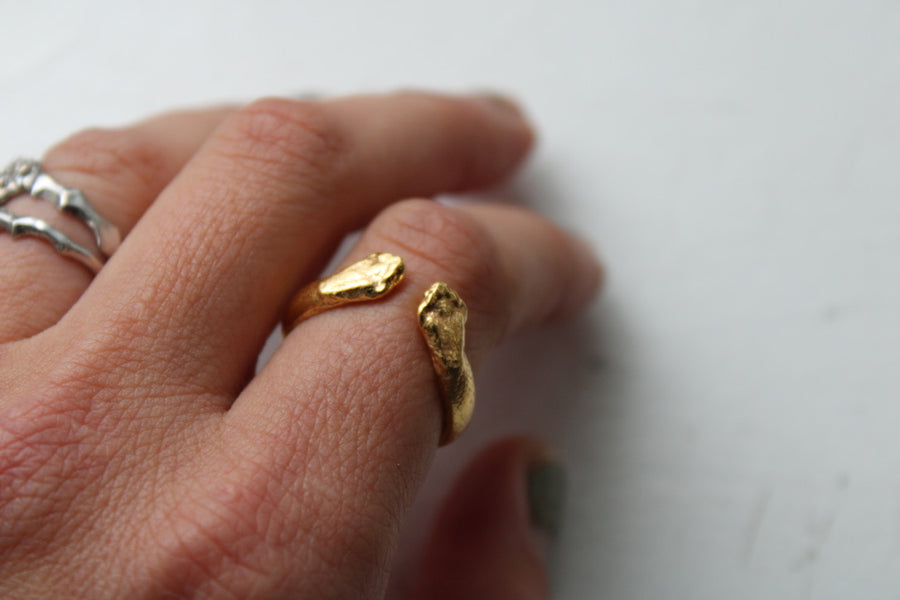14K Gold Snake Ring Tiara