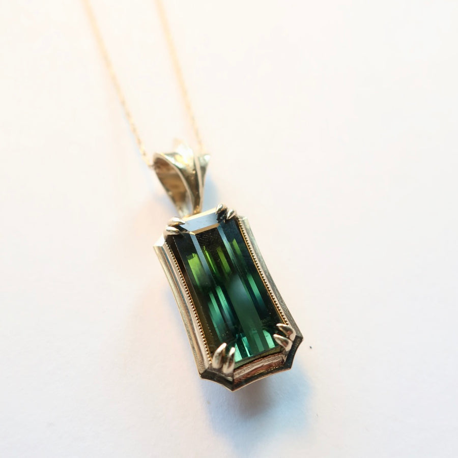 Green Tourmaline 14k Gold Pendant - Mary Gallagher