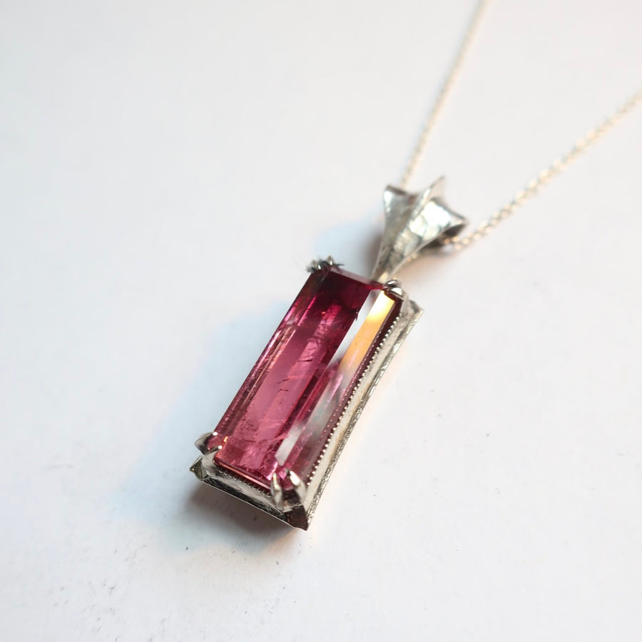 Pink Tourmaline White Gold Pendant - Mary Gallagher