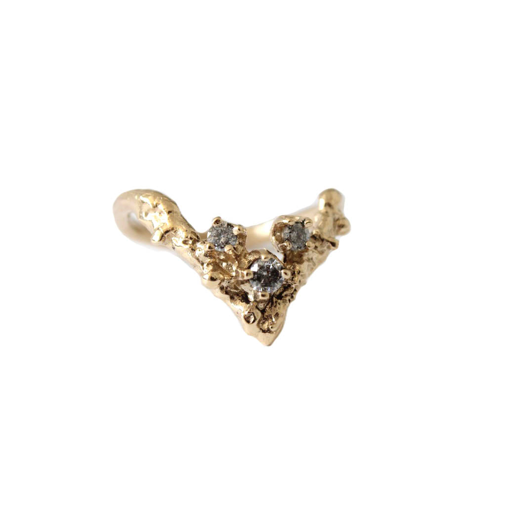 Gold Apex Ring with Grey Diamonds - Mary Gallagher