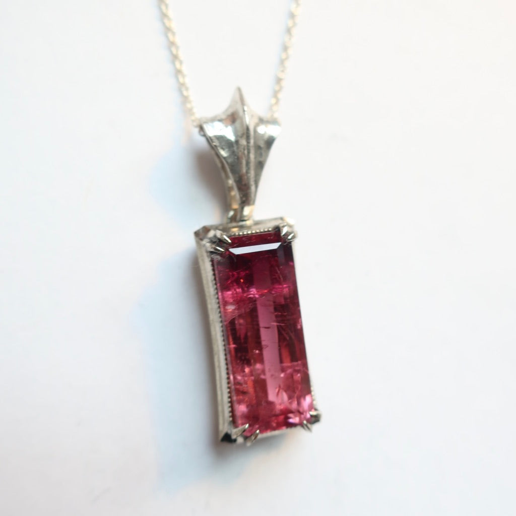 Pink Tourmaline White Gold Pendant - Mary Gallagher