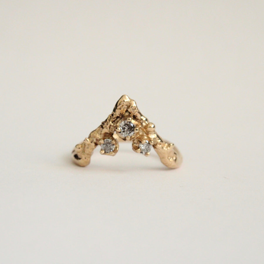Gold Apex Ring with Grey Diamonds - Mary Gallagher