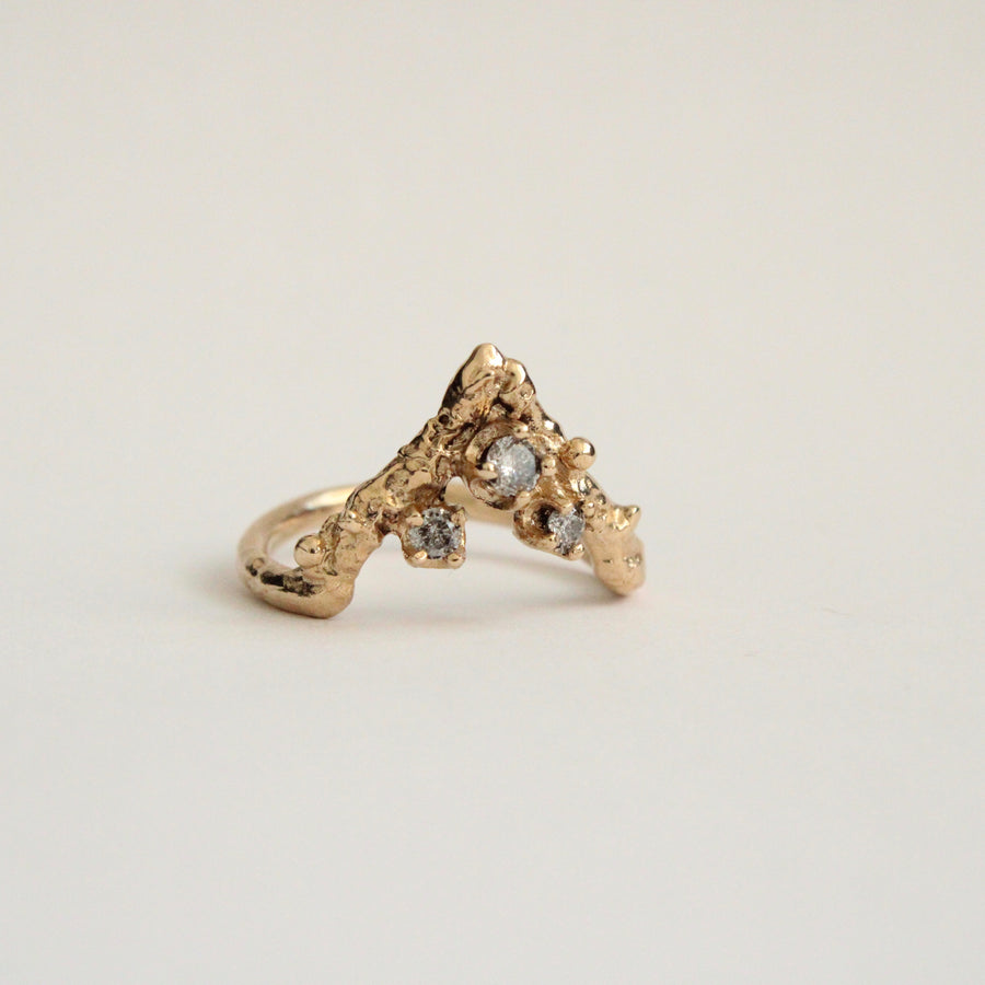 Gold Apex Ring with Grey Diamonds - Mary Gallagher