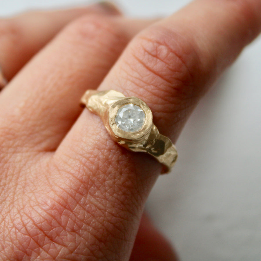 Asymmetrical Gold Diamond Ring
