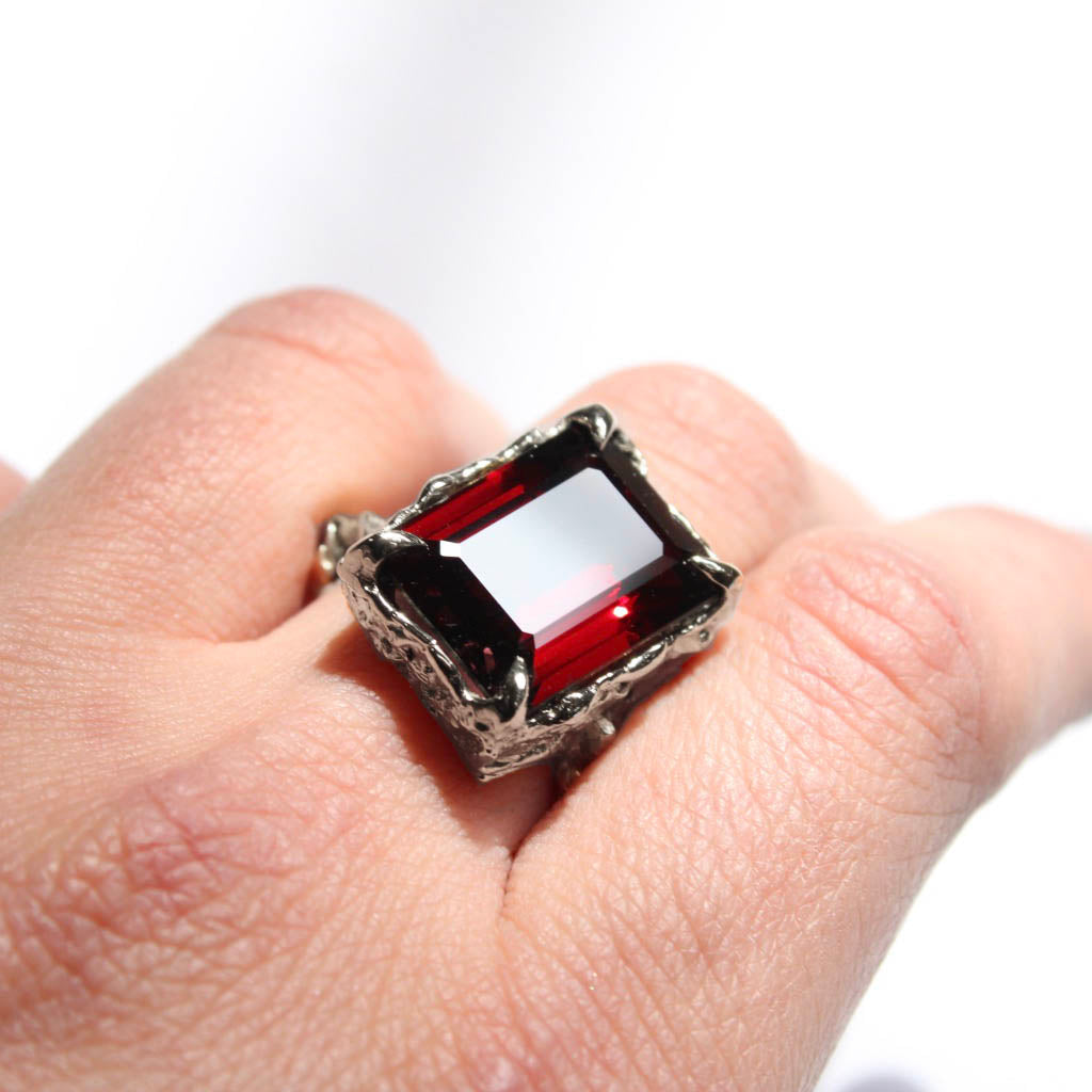 Gold Garnet Cocktail Ring - Mary Gallagher