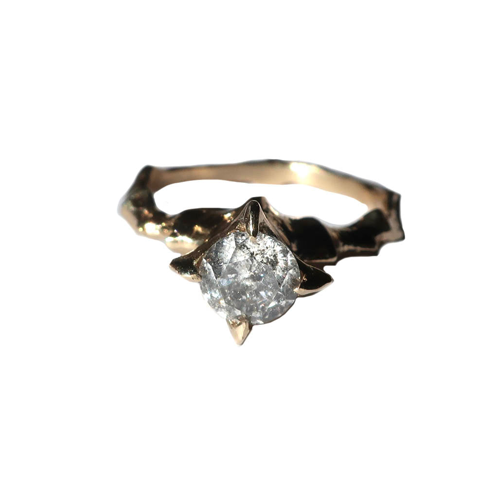 Salt and Pepper 14k gold Diamond Hecate Ring - Mary Gallagher