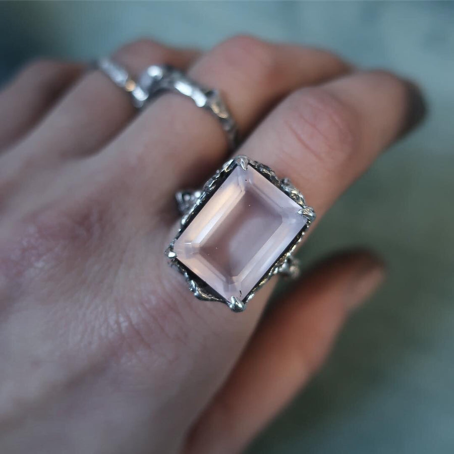 Large Cocktail Ring Rose Quartz - Mary Gallagher