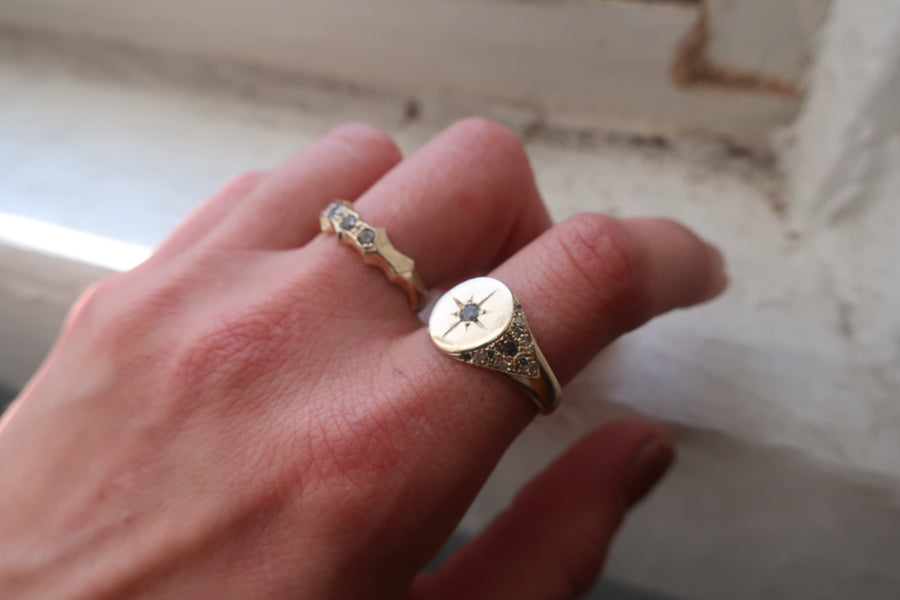 Compass Signet Diamond Ring - Mary Gallagher