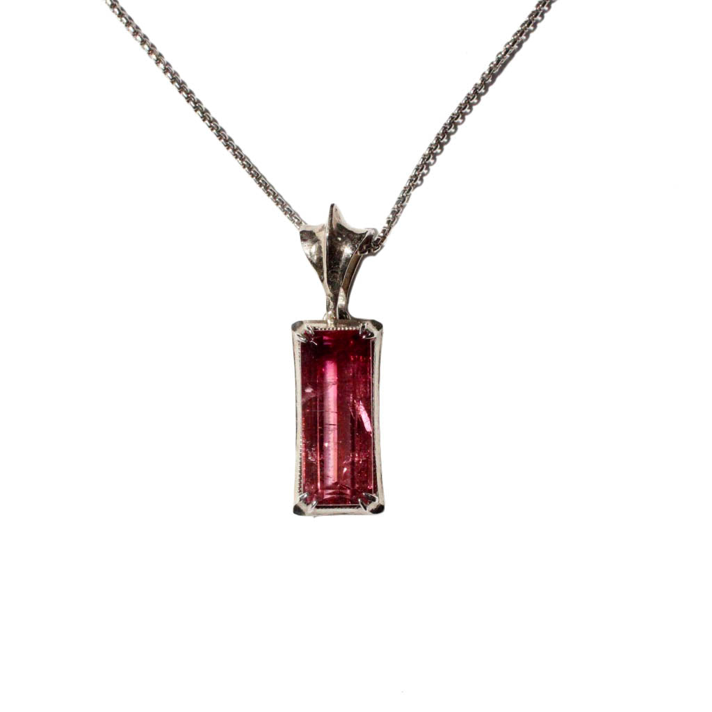 Pink Tourmaline White Gold Pendant