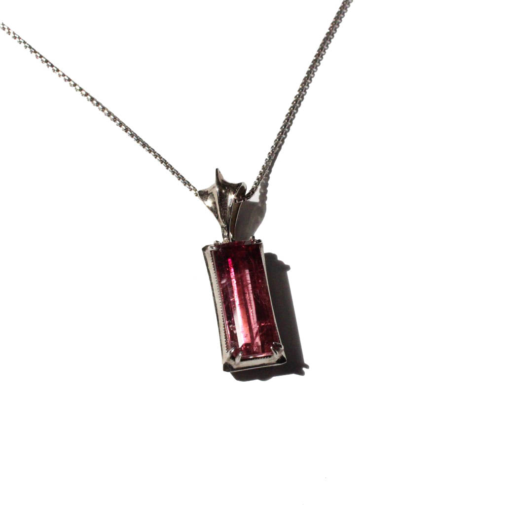 Pink Tourmaline White Gold Pendant