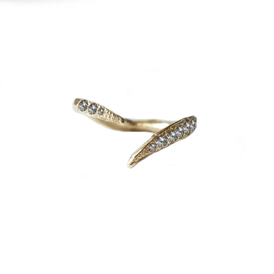 18 Karat Gold Split Ring Band with Diamonds - Mary Gallagher