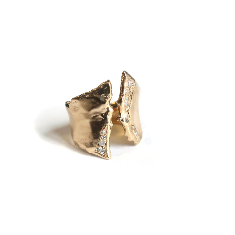 Trench Ring in 14K Gold with Diamonds - Mary Gallagher