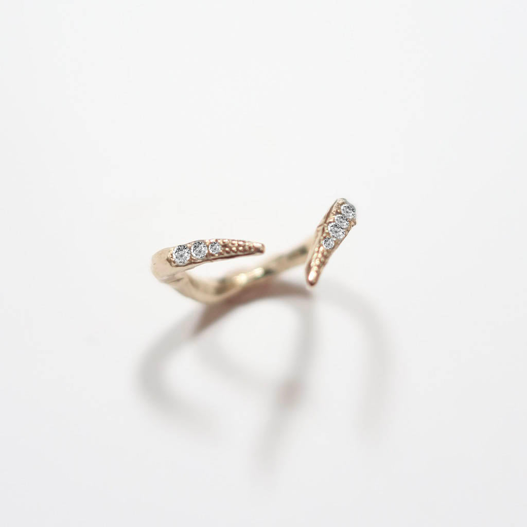 18 Karat Gold Split Ring Band with Diamonds - Mary Gallagher